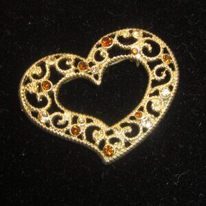 Vintage FAF Filigree Heart Brooch 1974